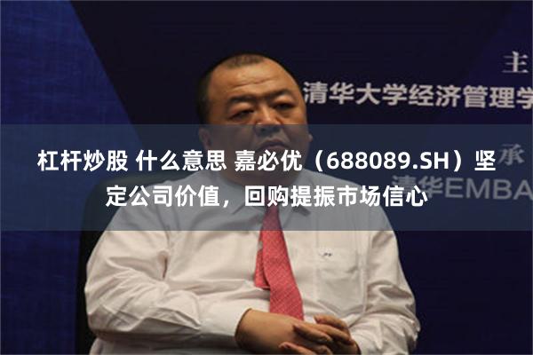 杠杆炒股 什么意思 嘉必优（688089.SH）坚定公司价值，回购提振市场信心