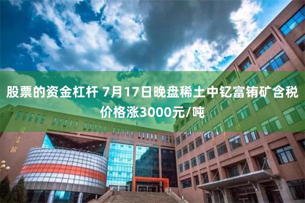 股票的资金杠杆 7月17日晚盘稀土中钇富铕矿含税价格涨3000元/吨